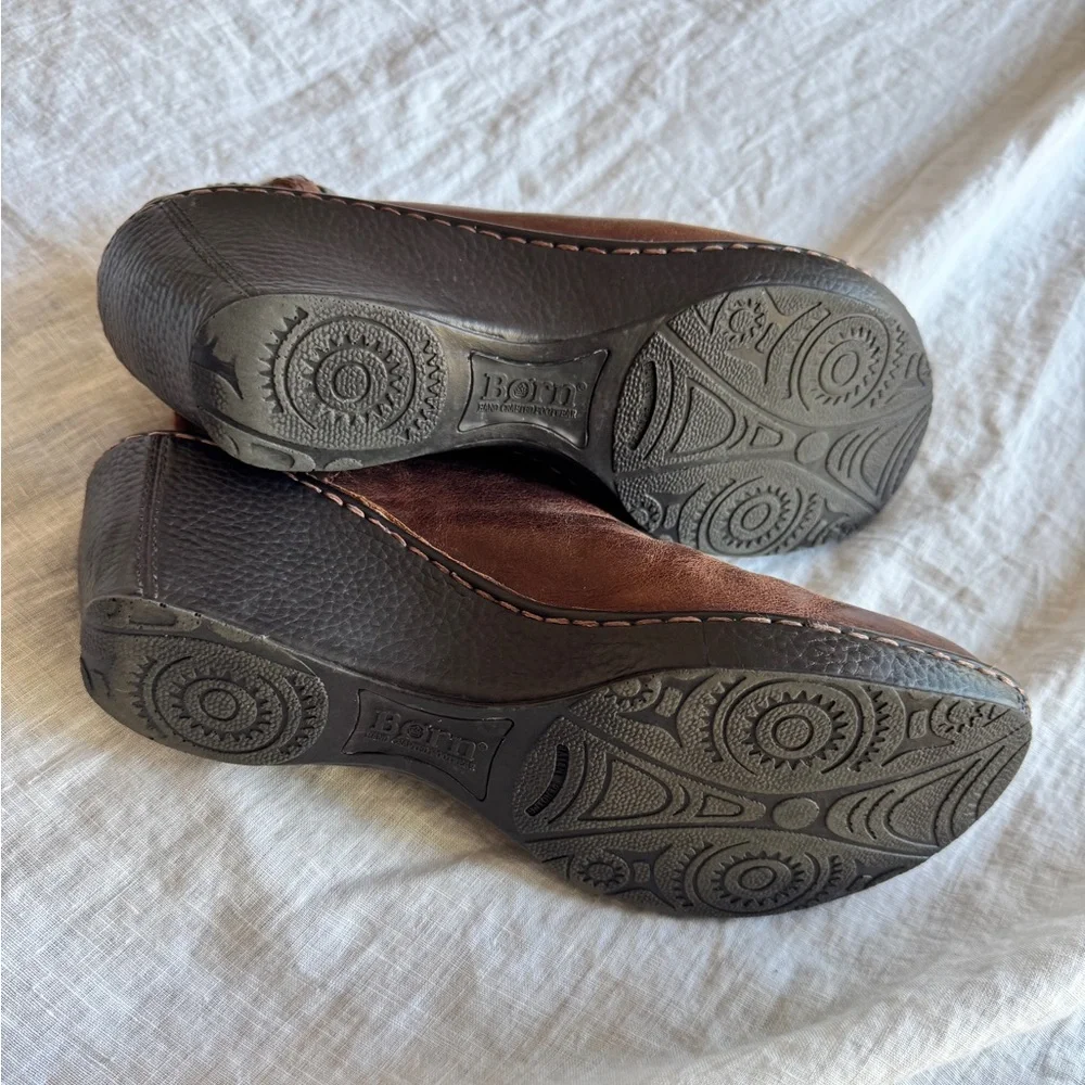 Born Flowers Slingback Wedge Clogs Size 10 Brown Leather